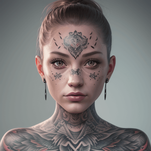 AI generated: Tattooed Female Portrait, Digital Photography, Raw format, 8k, ultra realistic, hyper detailed