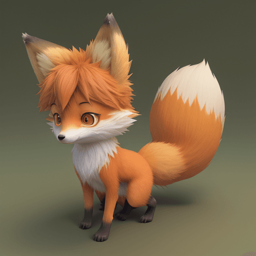 AI generated: Pose of an anime shy fox cub, orange fluffy tail and cautious, by Production I.G, earthy color, 3ds ...