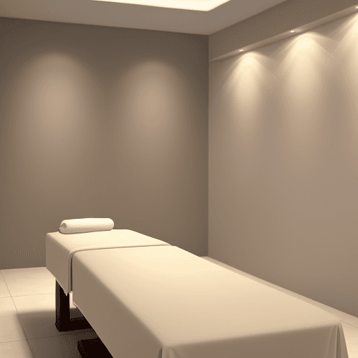 AI generated: one and half meter's width and 2 meters length room spa massage room with a serene and modern aesthe...