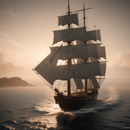 AI generated: Photo of a ultra realistic sailing ship, dramatic light, pale sunrise, cinematic lighting, battered,...