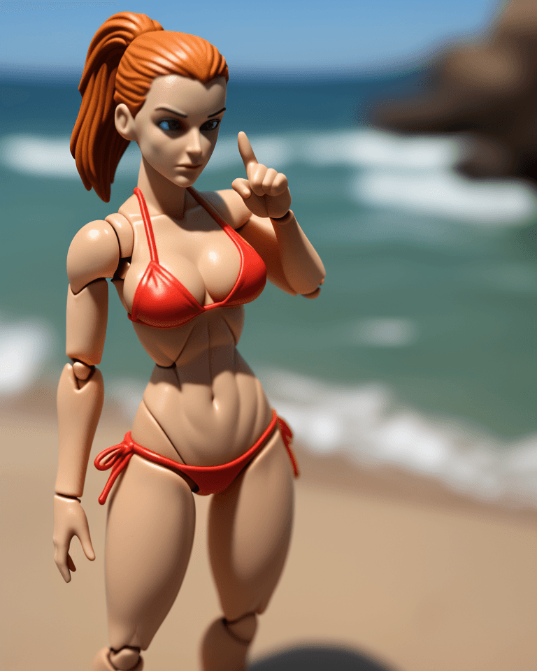 AI generated: action figure of (Kristen Hancher:1.5), wearing bikini