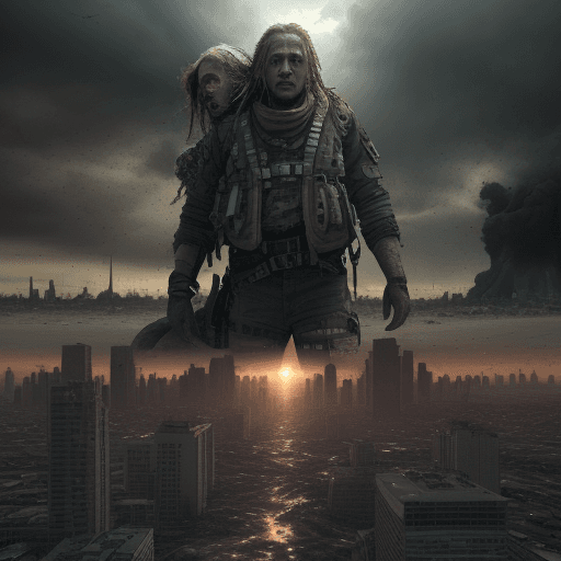 AI generated: A realistic photo of survival, human, Future, Outlook, dread , after apocalypse, photorealistic, ult...
