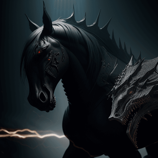 AI generated: Death, full battle gear, monster horse, horror, dark, intricate design and details, photography ligh...