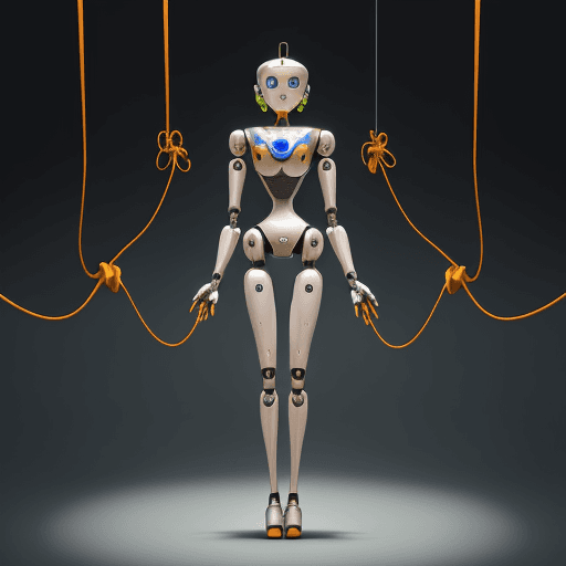 AI generated: Create a vivid mental image of a humanoid robot standing upright on two legs, with a pair of arms re...