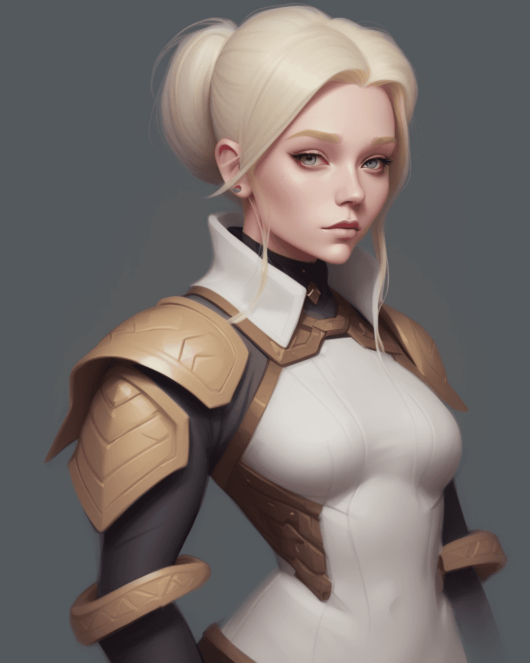 AI generated: a drawing of a woman with blonde hair, a digital painting, inspired by loish, tumblr, with shoulder ...