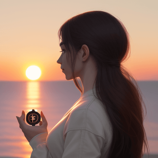 AI generated: picture ultra realistic woman holding a bitcoin coin sunset side view --ar 4:6 --v 6.0