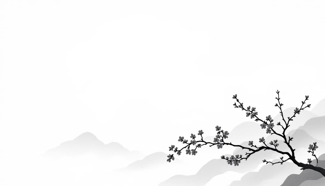 AI generated: Design a pure white minimalist PowerPoint background with subtle Chinese aesthetic elements Base Des...