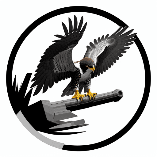 AI generated: falcon body vector logo, simple, black and white, Adobe illustrator