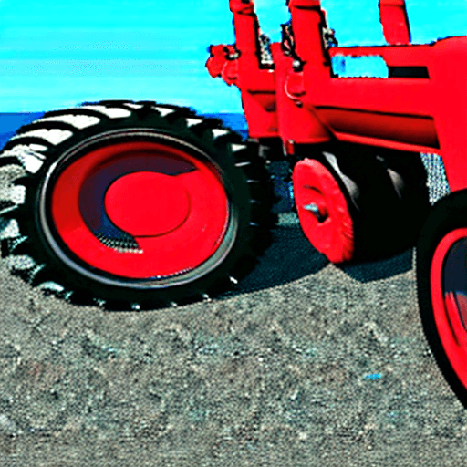 AI generated: Create images of a unique hybrid creature that seamlessly integrates the style of a red Case IH trac...