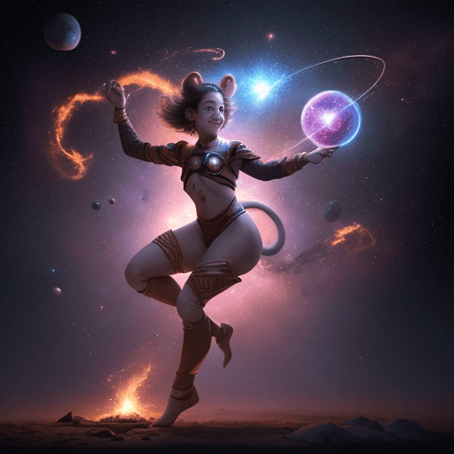 AI generated: high resolution cinematic portrait of a young happy beautiful and cute anthropomorphic female space ...