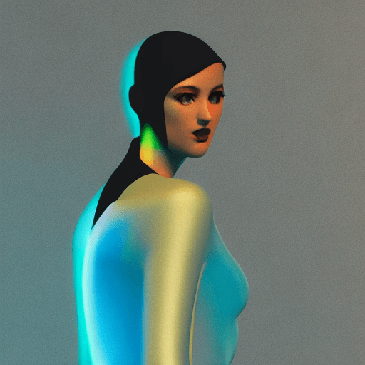 AI generated: futuristic woman from elmopix, fencer, in the style of neon realism, dark cyan, nikita veprikov, sli...