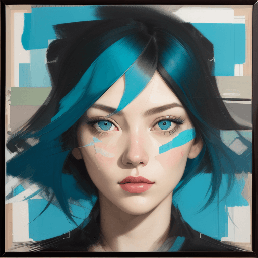 AI generated: print collage of a woman's face, in the style of josef kote, grunge beauty, dain yoon, cyan and blue...