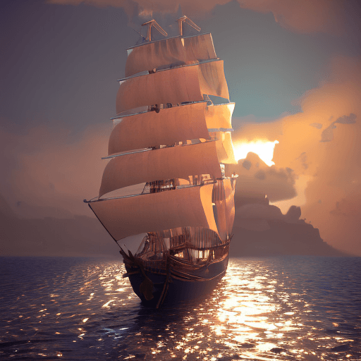 AI generated: photo of a ultra realistic sailing ship, dramatic light, pale sunrise, cinematic lighting, battered,...