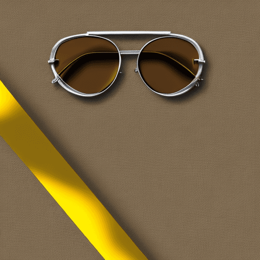 AI generated: a pair of silver aviators with brown lenses in a yellow minimalistic background