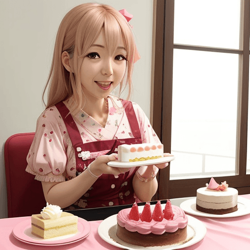 AI generated: Chisato hasagewa, eat cake 
