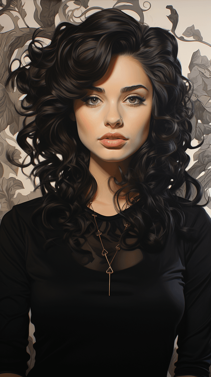 AI generated: a drawing of a woman in black and white, in the style of airbrush art, lush and detailed, celebrity-...