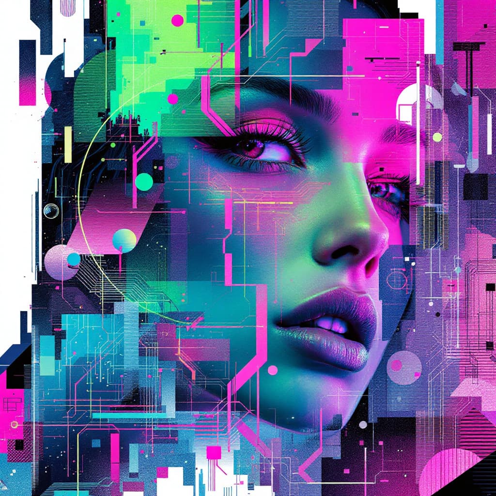 AI generated: (masterpiece, digital art:1.3), a highly intricate double exposure artwork inspired by Yuumei, featu...