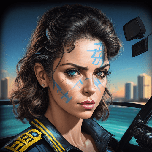 AI generated: A potrait of a 80's police woman, miami| centered| intricate| highly detailed| breathtaking beauty| ...
