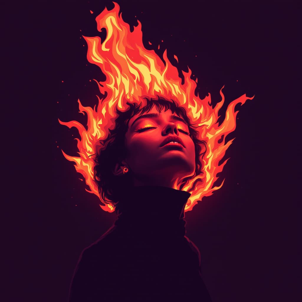 AI generated: a girl is on fire