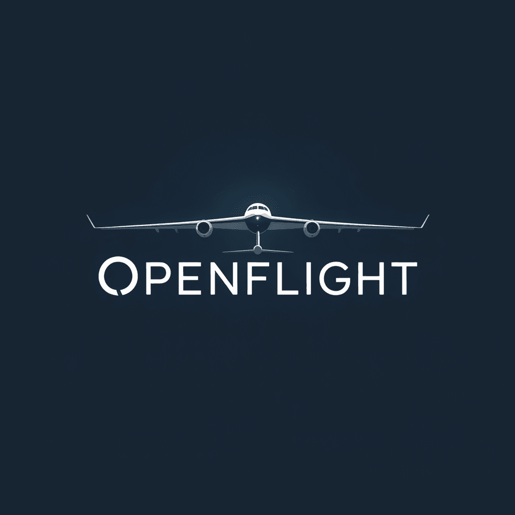 AI generated: A minimalist, professional logo for "OpenFlight", an elite private aviation flight management system...