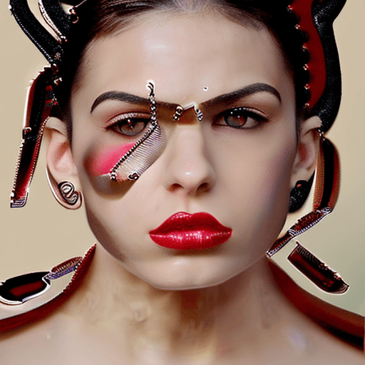 AI generated: latina girl as slave girl close up nude portrait photo of submissive ,wearing bdsm collar collar wit...