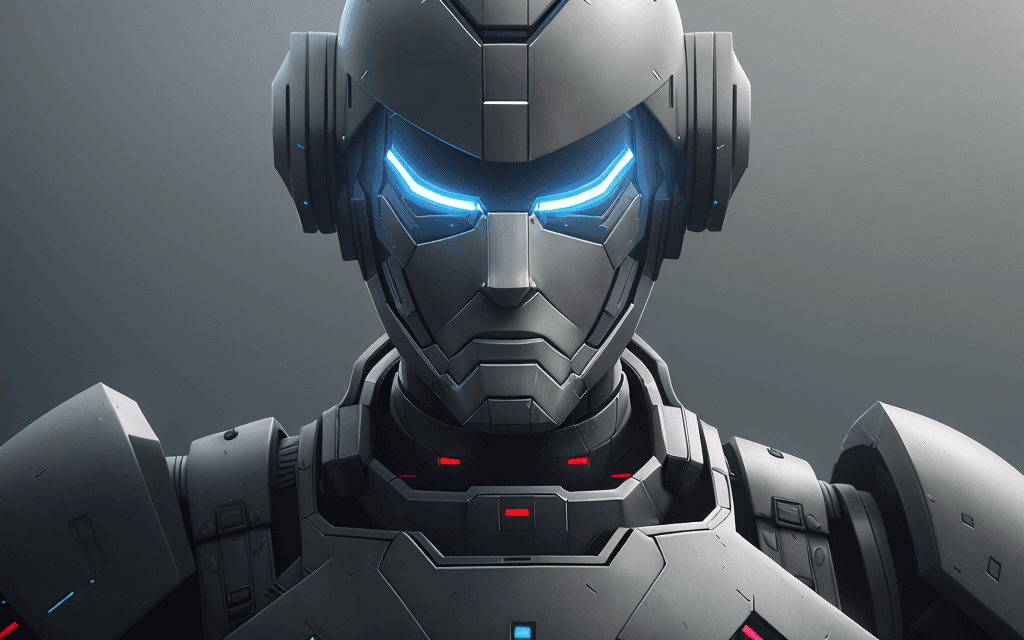 AI generated: a close up of a robot wearing a helmet, matte painting unreal engine, as a fortnite character, film ...