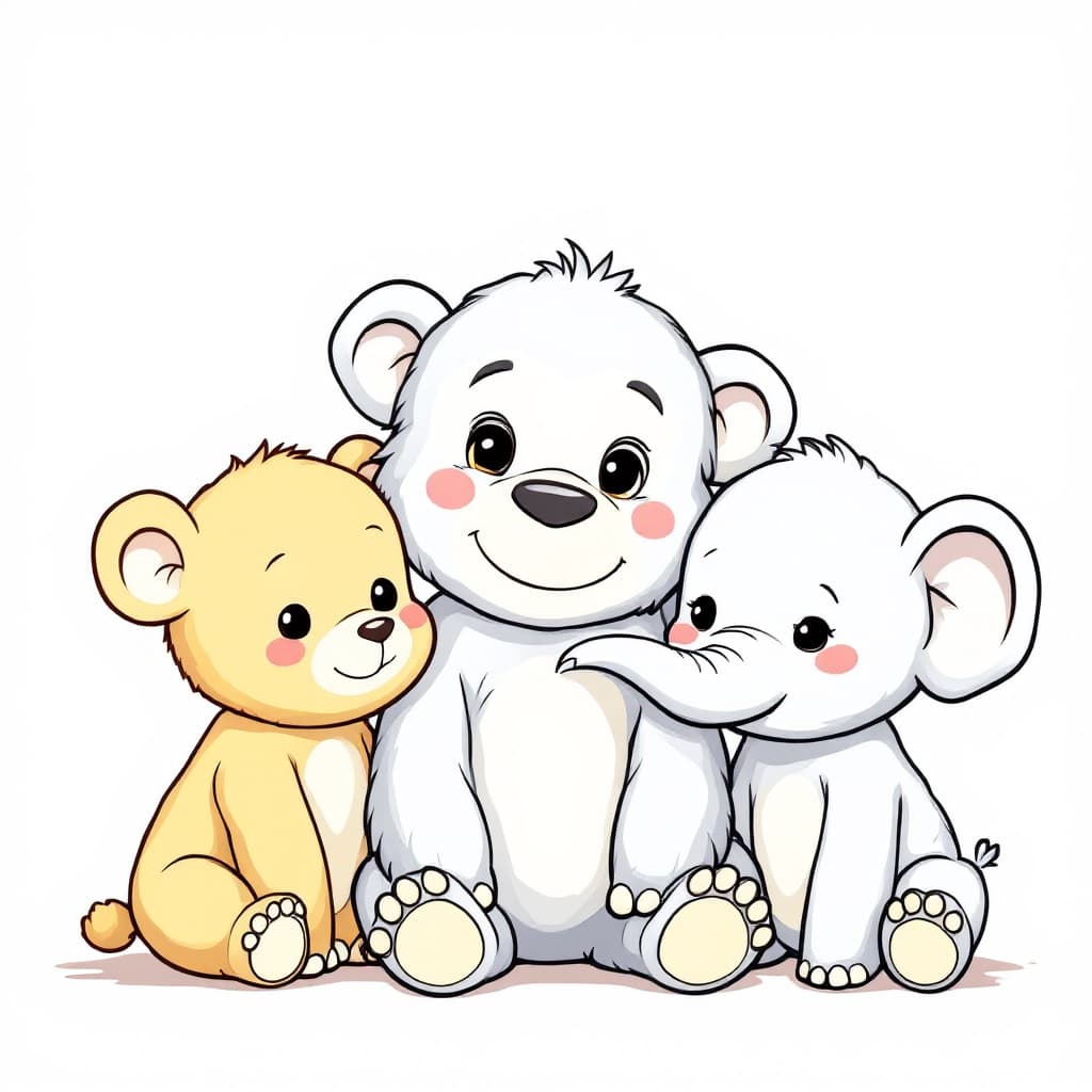 AI generated: A cute, cartoon-style bear designed for a children's coloring book. The bear has a friendly, happy e...