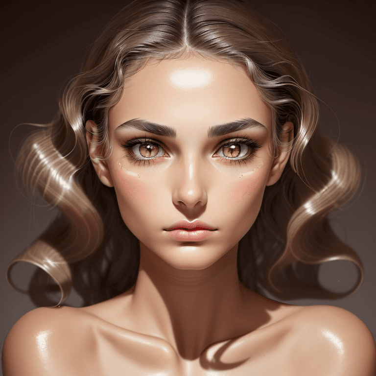 AI generated: A photograph of Extremely beautiful girl has an oval face with high cheekbones and a thin jawline. H...