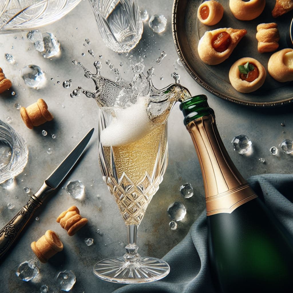 AI generated: View from above into a champagne bottle