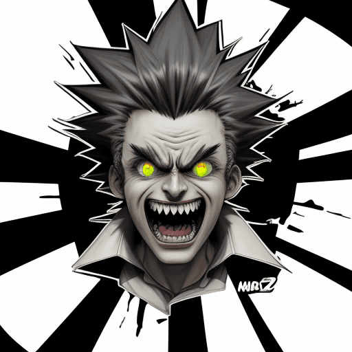 AI generated: Mad scientist logo, 2D, black over white
