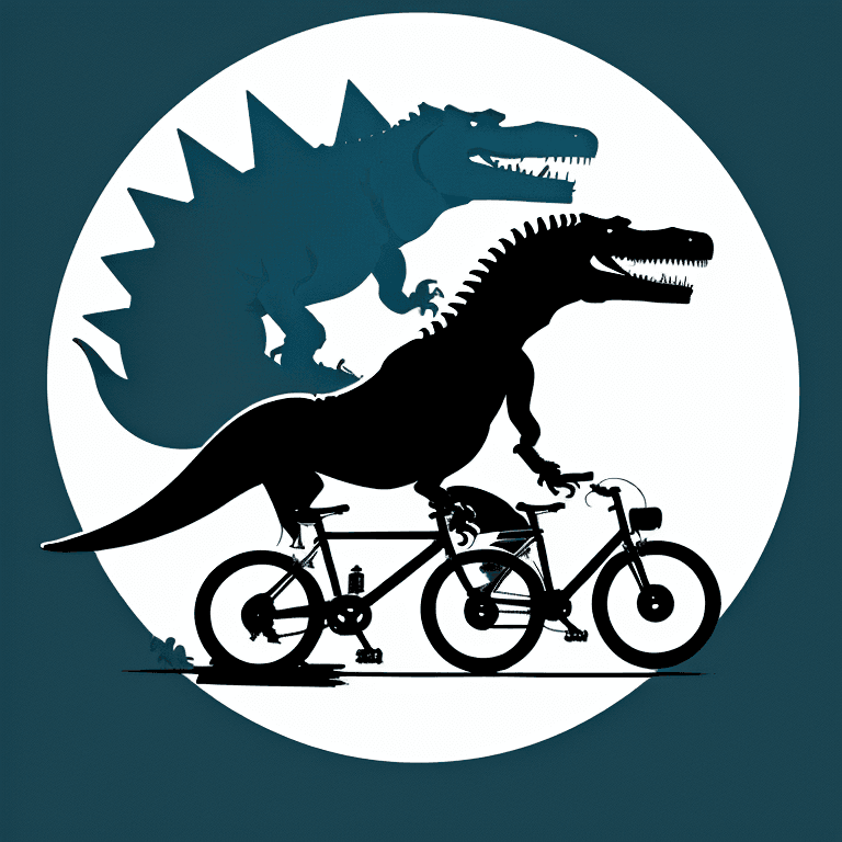 AI generated: Logo of the bike club “Trex”, the picture should show a Trex on a bike in a circle, minimalistic.