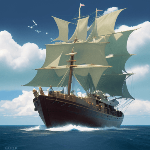 AI generated: 
16 bit pixel art, epic composition of a explorer in a boat reaching an island in the clouds, by stu...