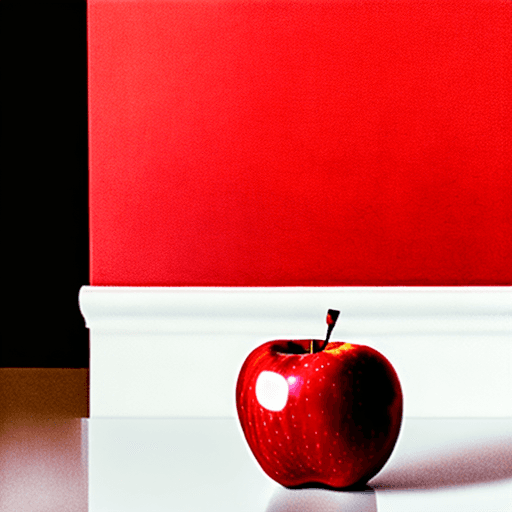 AI generated: foreground: pair of red apples
background: white wall
style: cartoon