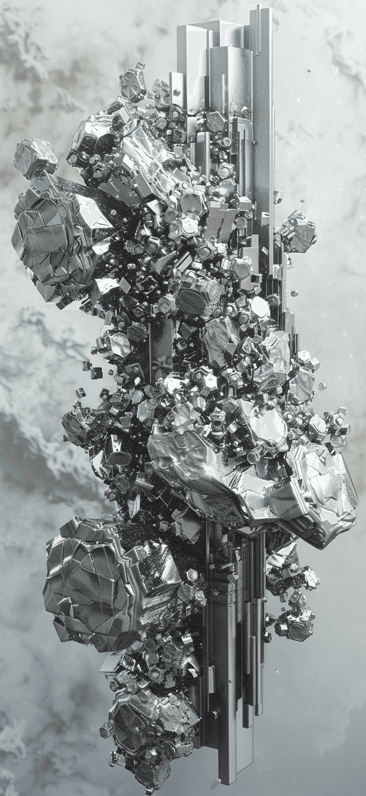AI generated: atoms 3d modeling of metals, in the style of daniel libeskind, realistic hyper-detailed rendering, c...