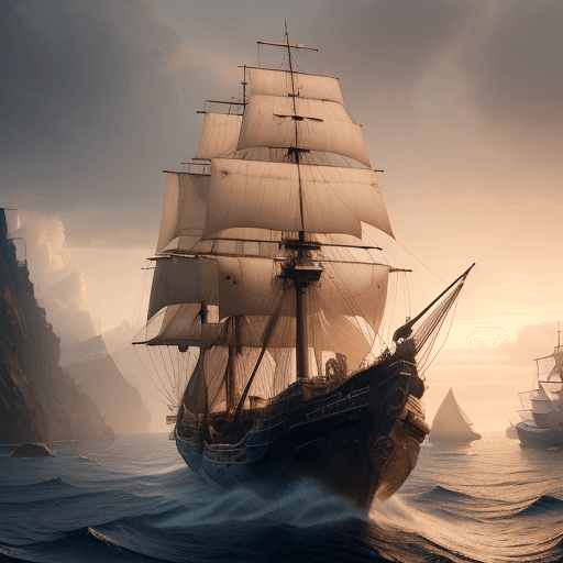 AI generated: Photo of a ultra realistic sailing ship, dramatic light, pale sunrise, cinematic lighting, battered,...