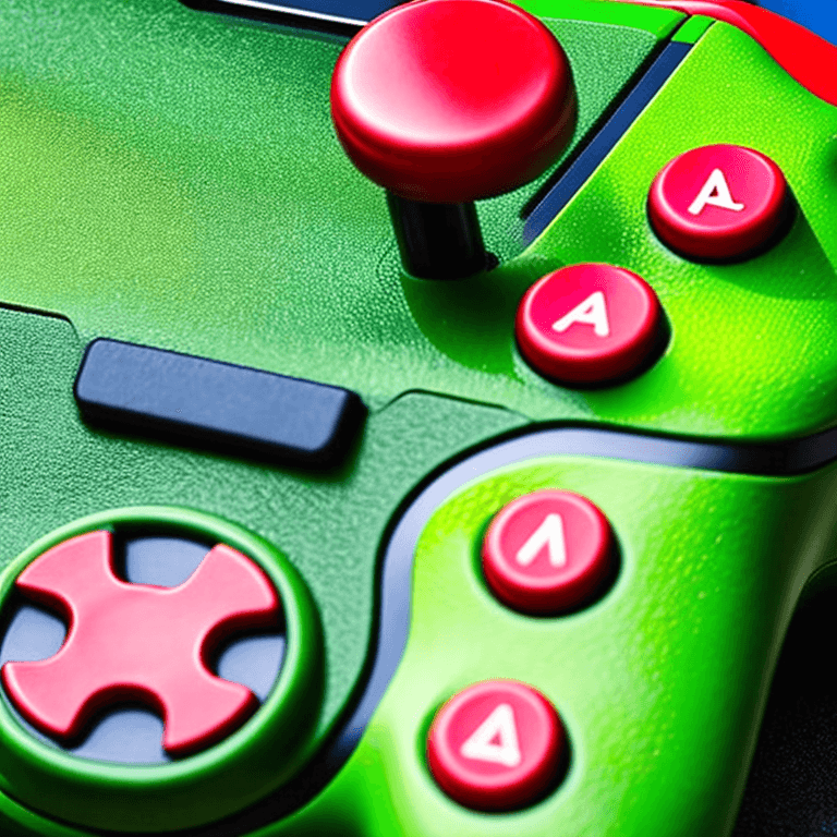 AI generated: retro colorful gamepad, eyecatching, ultra detailed, middle age green console