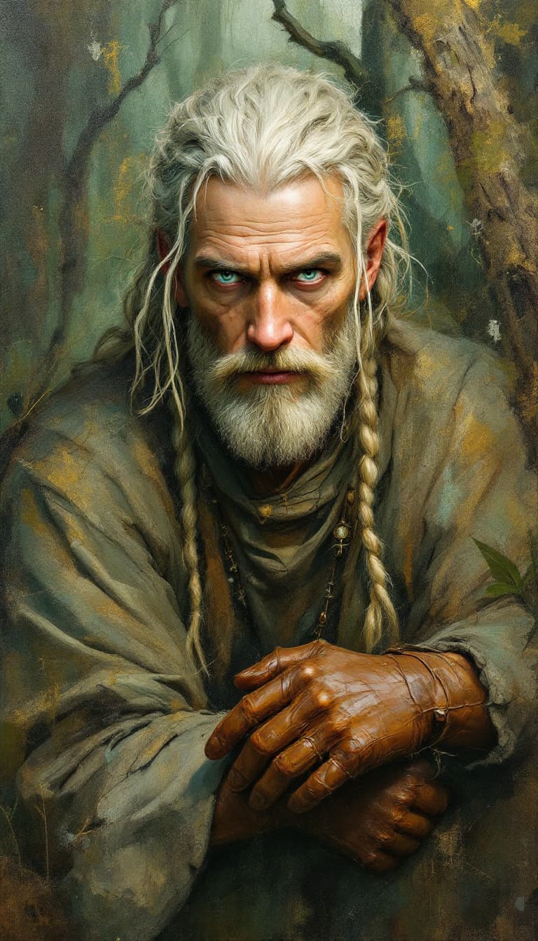 AI generated: "Forest Alchemist in Earthy Tones": A mesmerizing abstract painting portrays the spirit of a 30-year...