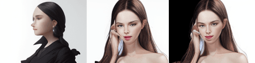 AI generated: Collage of woman, very detailed, white background