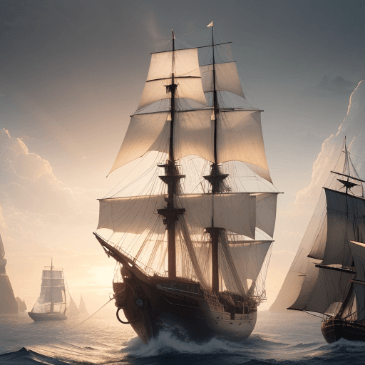 AI generated: Photo of a ultra realistic sailing ship, dramatic light, pale sunrise, cinematic lighting, battered,...