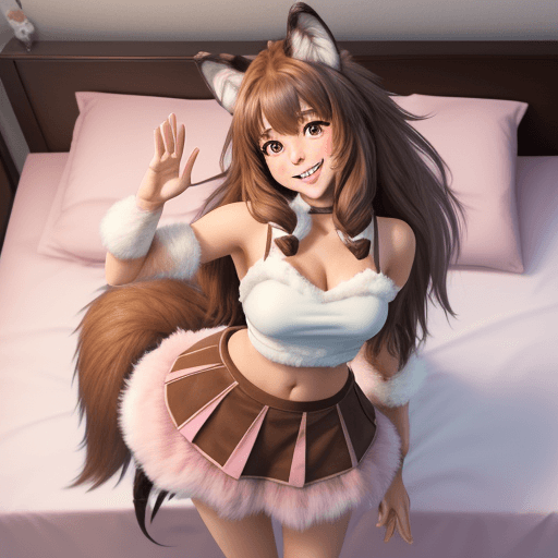 AI generated: , (((best quality))), solo, standing, (from above), (upper body focus), (furry), wolf ears, long hai...