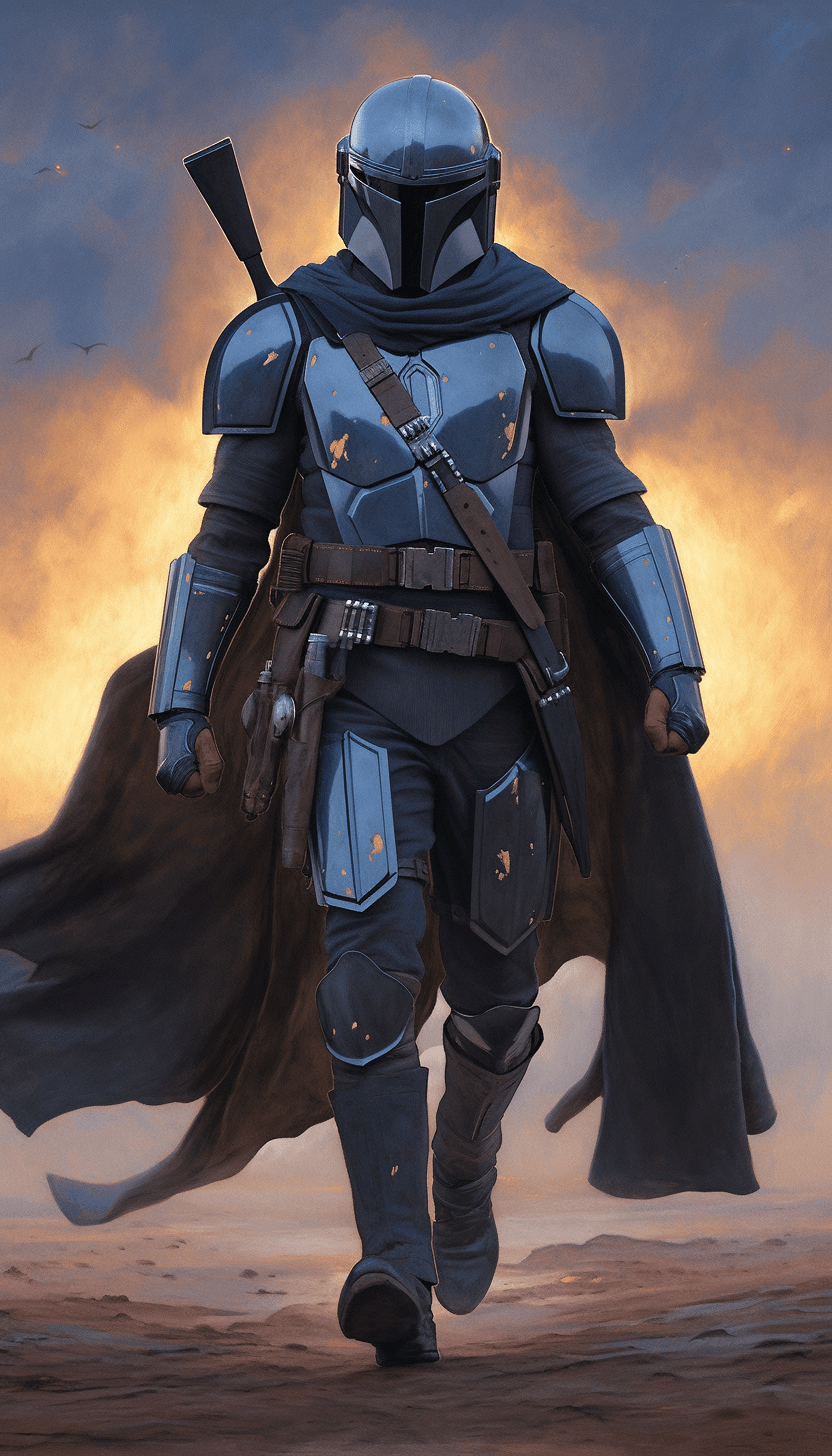 AI generated: Star Wars inspired, the Mandalorian inspired, high fantasy, concept art, painting, oil painting, you...