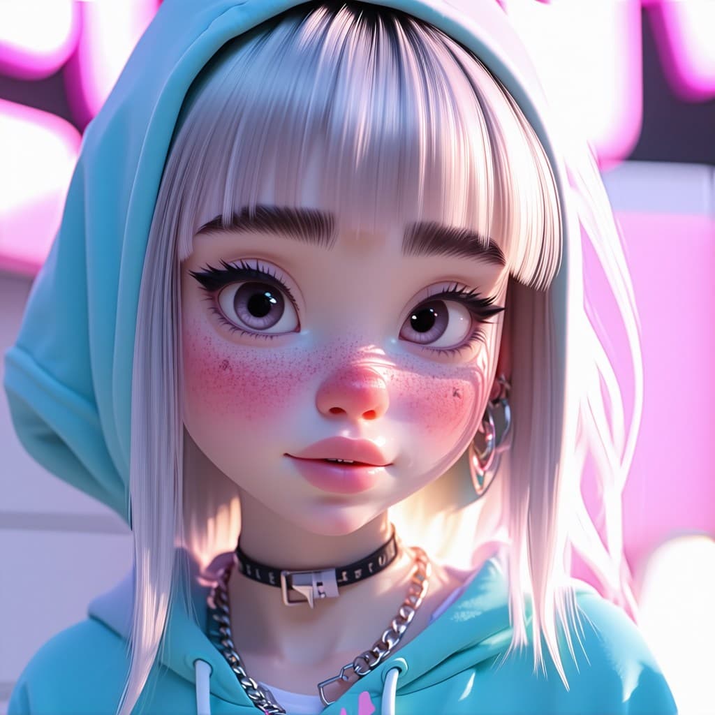 AI generated: billie eilish 4K UltraReal 3d image, cute girl, in the style of Pixar --ar 1:2 --stylize 750