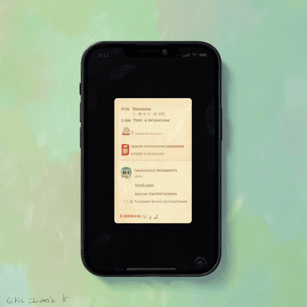 AI generated: Replace the contents of the mobile screen with a black screen that only contains one vertically cent...