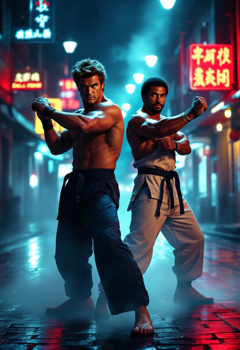 AI generated: A hyperrealistic 80s-style cinematic poster design for American Ninja 2: The Confrontation. The post...