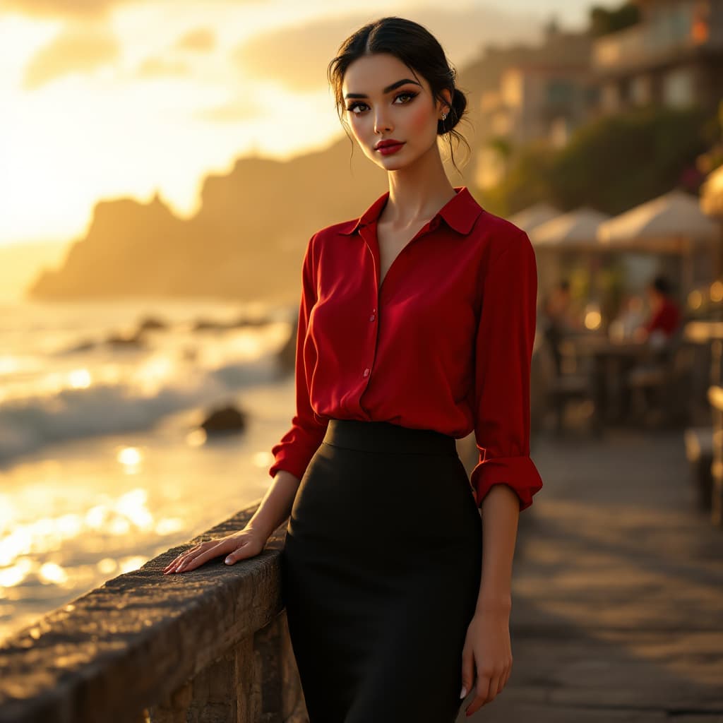 AI generated: High resolution photography  "Create a hyper-realistic photo of Olive Oyl as a strikingly elegant wo...