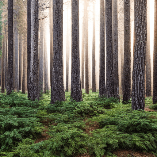 AI generated: a forest with a lot of pines, 8k