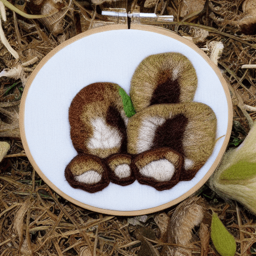 AI generated: Hyper realistic felted morel mushrooms identification and foraging merit badge design for profession...