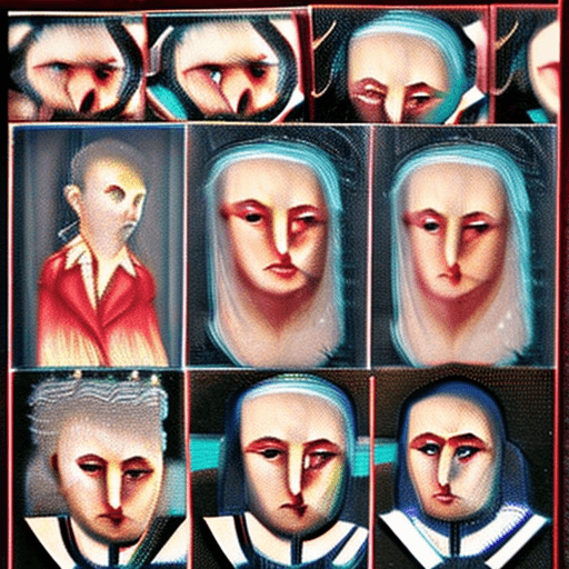 AI generated: creatures, portrait miniatures, i can't believe how beautiful this is, dark cyan and red --ar 32:31 ...