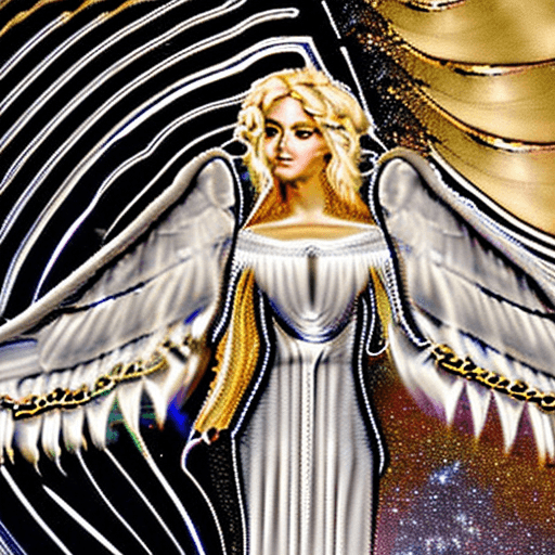 AI generated: One beautiful blond Caucasian light angel with huge sparkling white wings and one beautiful black an...