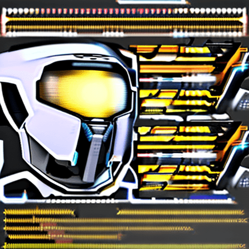 AI generated: Overwatch style helmet, symmetrical shape, helmet mech style, jet engine on sides, black helmet with...